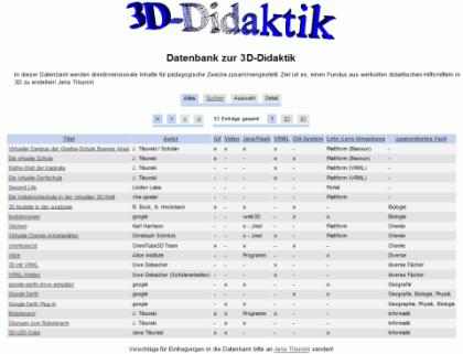Screenshot der 3D-Datenbank