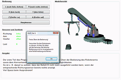 ZIP-Datei herunterladen und entpacken - Start mit Roboterarm.exe!